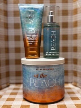 NEW B&BW At The Beach 3 Wick Candle, Body Cream, and Fragrance Set